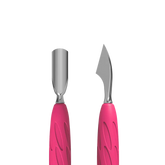 Staleks Pro UNIQ 10 TYPE 3 Gummy Manicure Pusher with Silicone Handle Narrow Rounded Pusher + Hatchet PQ-10/3